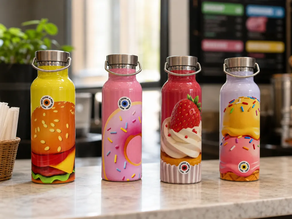 Food Dessert Graphic Custom Water Bottle