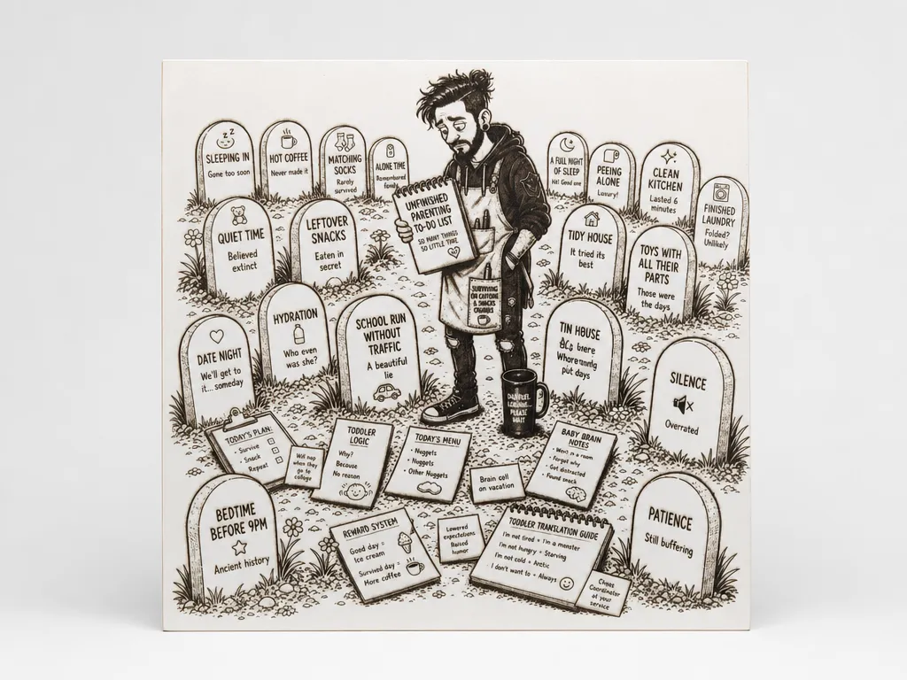 Funny Parenting Graveyard Illustration Wall Art