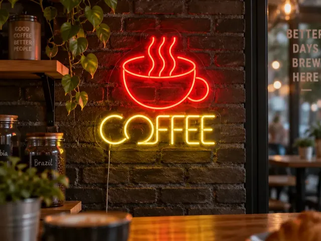 Laser Cut Coffee Neon Sign, Coffee Shop Wall Decor, Cafe Sign, Coffee Bar Decor, Kitchen Wall Art