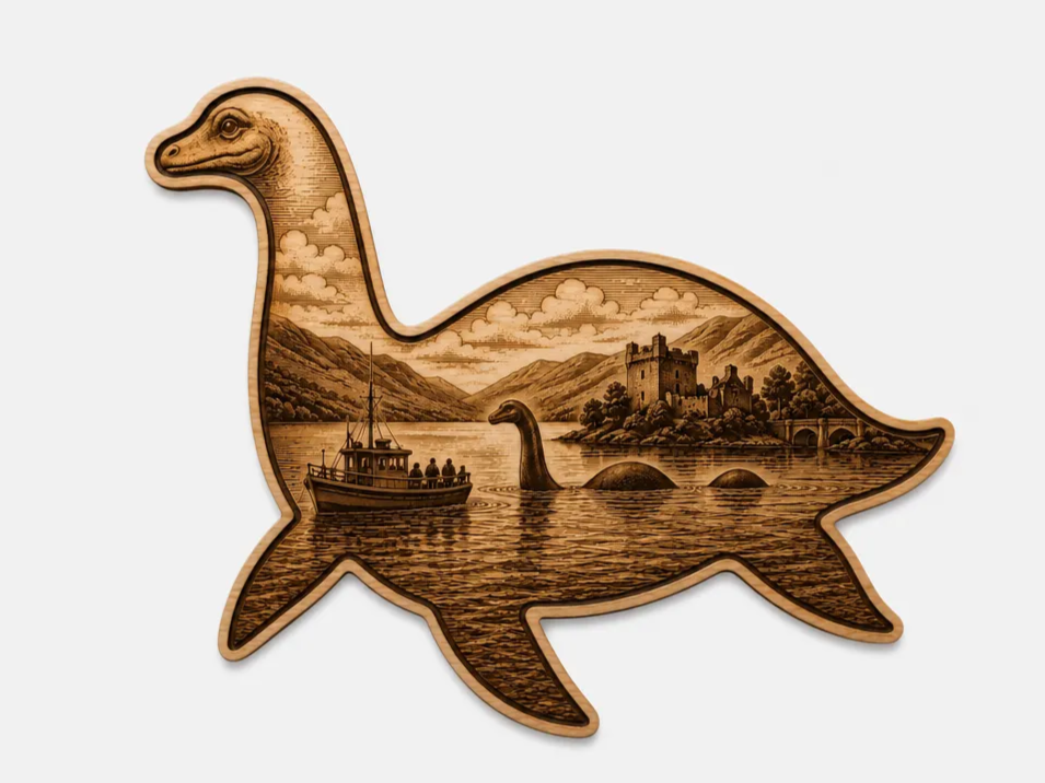 Nessie (Loch Ness Monster) Scenic Cut and Engrave