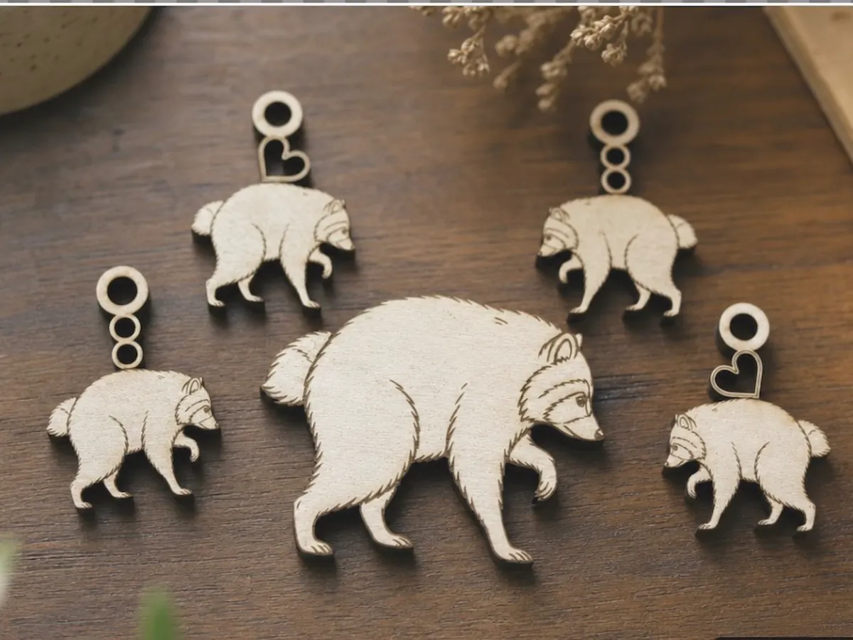 [Laser cut and engrave] Jimothy Raccoon earrings keychain magnet