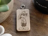 [Laser cut and engrave] Wooden pendant featuring a cool rabbit character with sunglasses