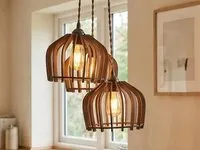 [Laser cut and engrave] Lámpara colgante de madera con diseño de jaula