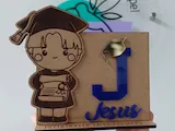 [Laser cut and engrave] Portalápices personalizado con temática de graduación para niños - Girl and boy - Spanish and English