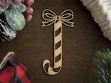 [Laser cut and engrave] Candy Cane Christmas Ornament with Bow