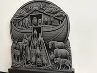 [Laser cut and engrave] Noah's Ark Relief Sculpture with Animals and Figures