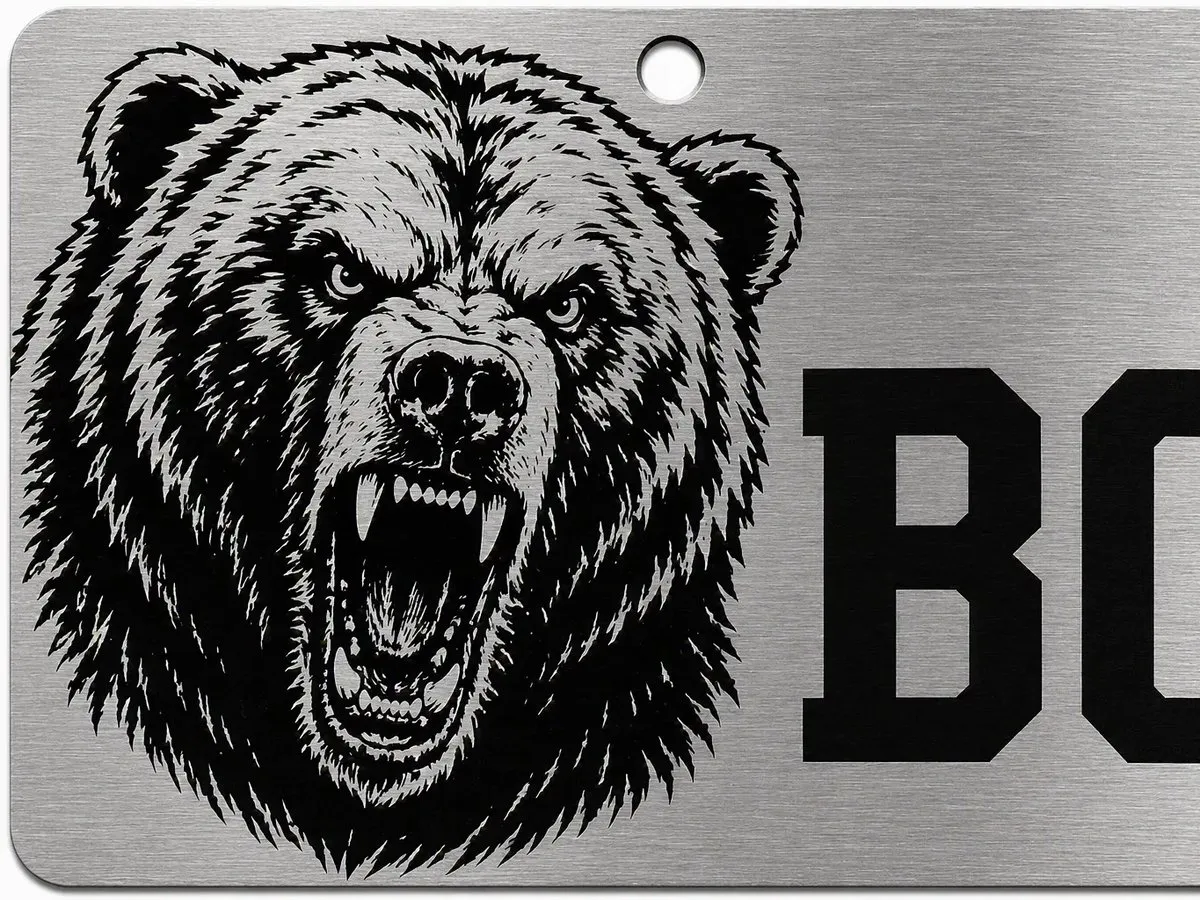 [Laser cut and engrave] Metal Sign Featuring a Fierce Grizzly Bear Head