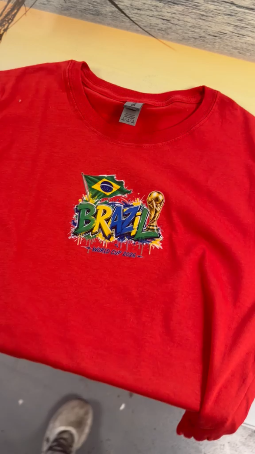 [DTF Printing] Red Brazil World Cup 2026 Graphic T-Shirt