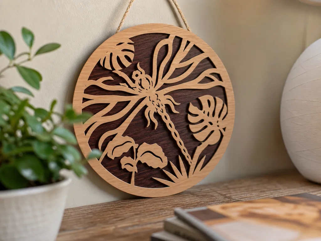 Round Dragonfly and Monstera Leaf Wall Hanging 12 Designs