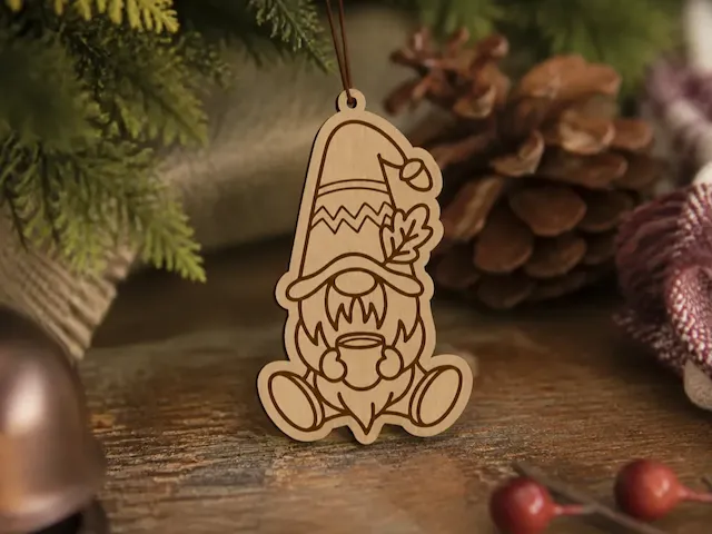 Gnome with Coffee Cup Autumn Ornament