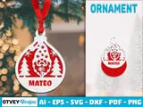 [Laser cut and engrave] Personalized Gnome Christmas Ornament with Tree Motif