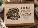[Laser cut and engrave] Rottweiler Dog Memorial Wood Sign with Paw Prints Quote
