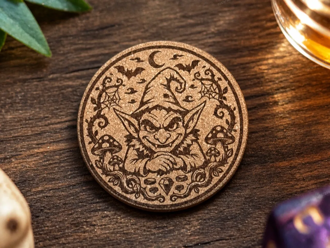 [Laser cut and engrave] Kork Untersetzer Halloween Gnom / Coaster Gnome