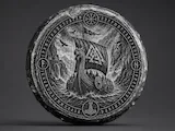 [Laser cut and engrave] Viking Longship Round Stone Plaque with Norse Runes and Mythology Symbols