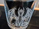 [Laser cut and engrave] Whiskey Glass Featuring Intricate Dragon Illustration