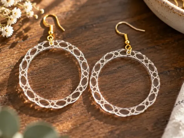 Boucles d'oreilles créoles transparentes à motif géométrique circulaire