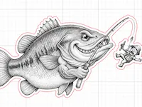 [Laser cut and engrave] Funny Bass Fish Catching a Fisherman Wall Art