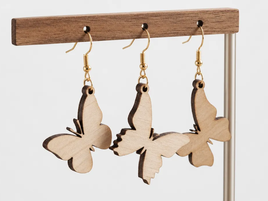 Butterfly Shape Wooden Dangle Earrings