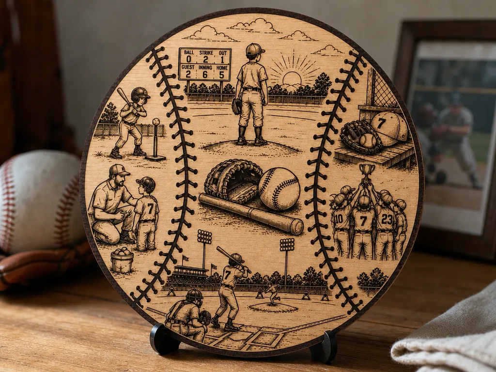 Baseball Scenic Cut and Engrave