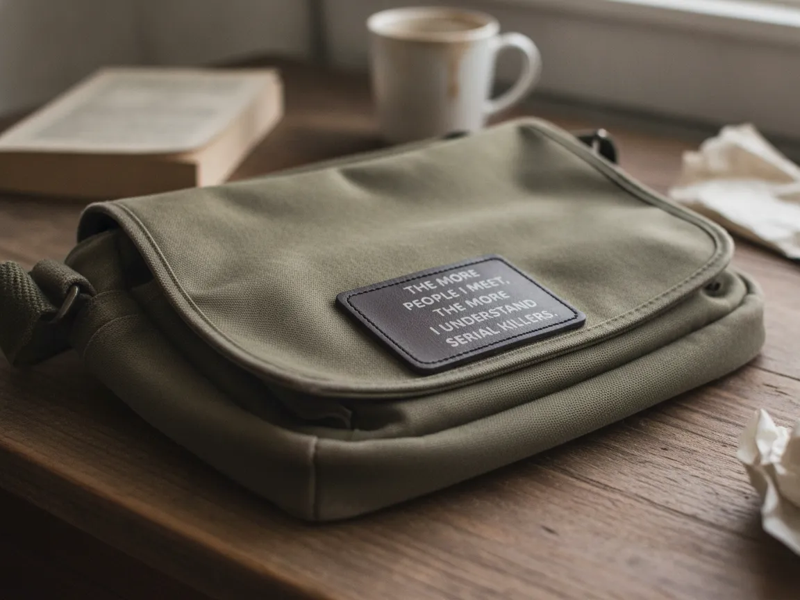 Olive Green Canvas Messenger Bag with Sarcastic Quote Patch
