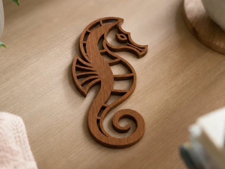 Wooden Seahorse Wall Art Cutout
