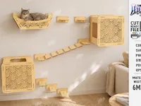 [Laser cut and engrave] Wall Mounted Wooden Cat Shelves and Hexagonal Climbing Activity Center Laser Cut Bundle. Home Decor. Cat Wall Shelves