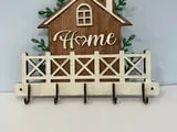 [Laser cut and engrave] House Shaped Wall Mounted Key Holder with Home Sign