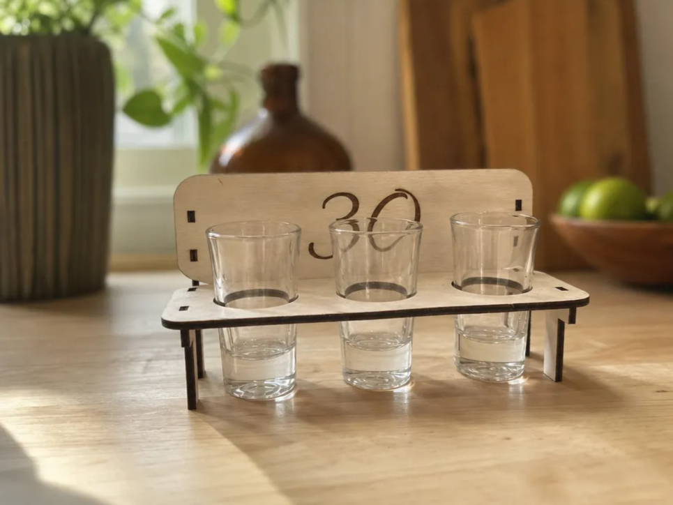 Wooden Birthday Shot Glass Serving Tray