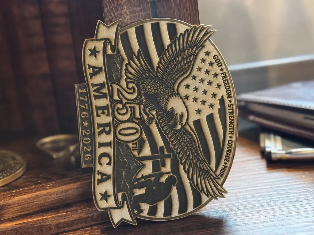 America 250th Anniversary Commemorative Eagle and Flag Plaque
