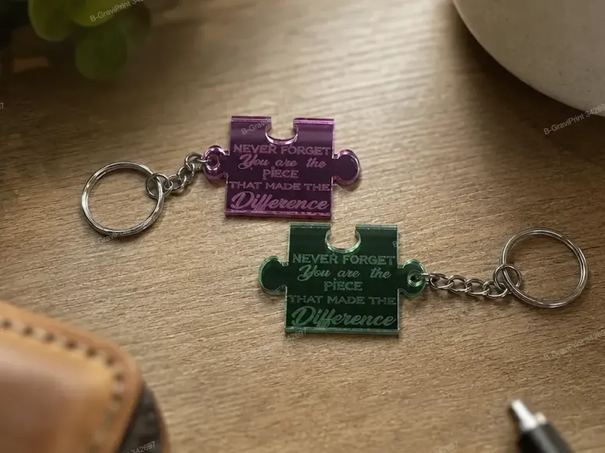 [Laser cut and engrave] Puzzle Piece keychain with great headliner