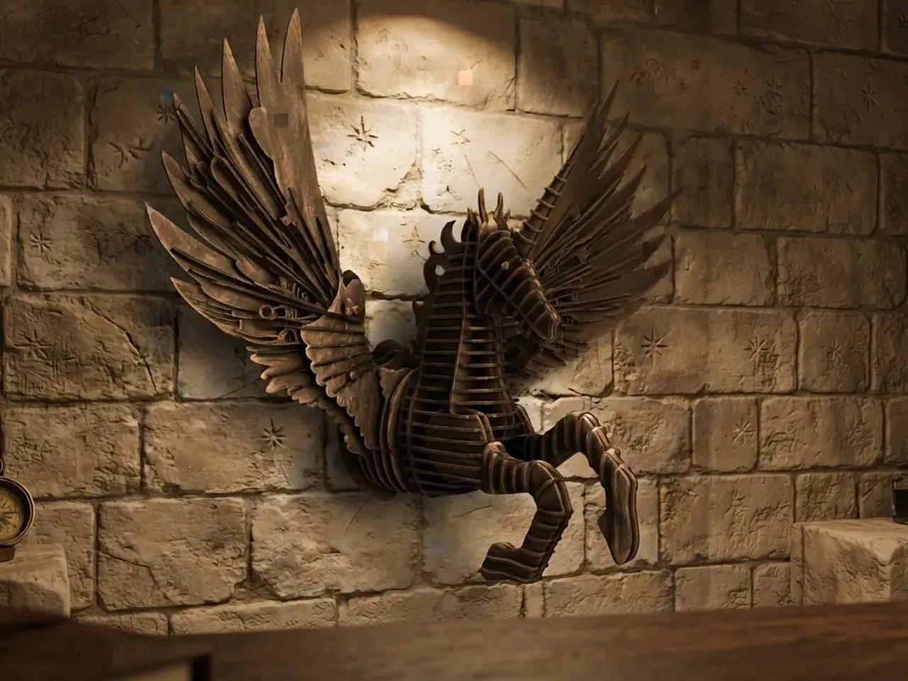 [Laser cut and engrave] Pegasus Wall Mounted Sculpture