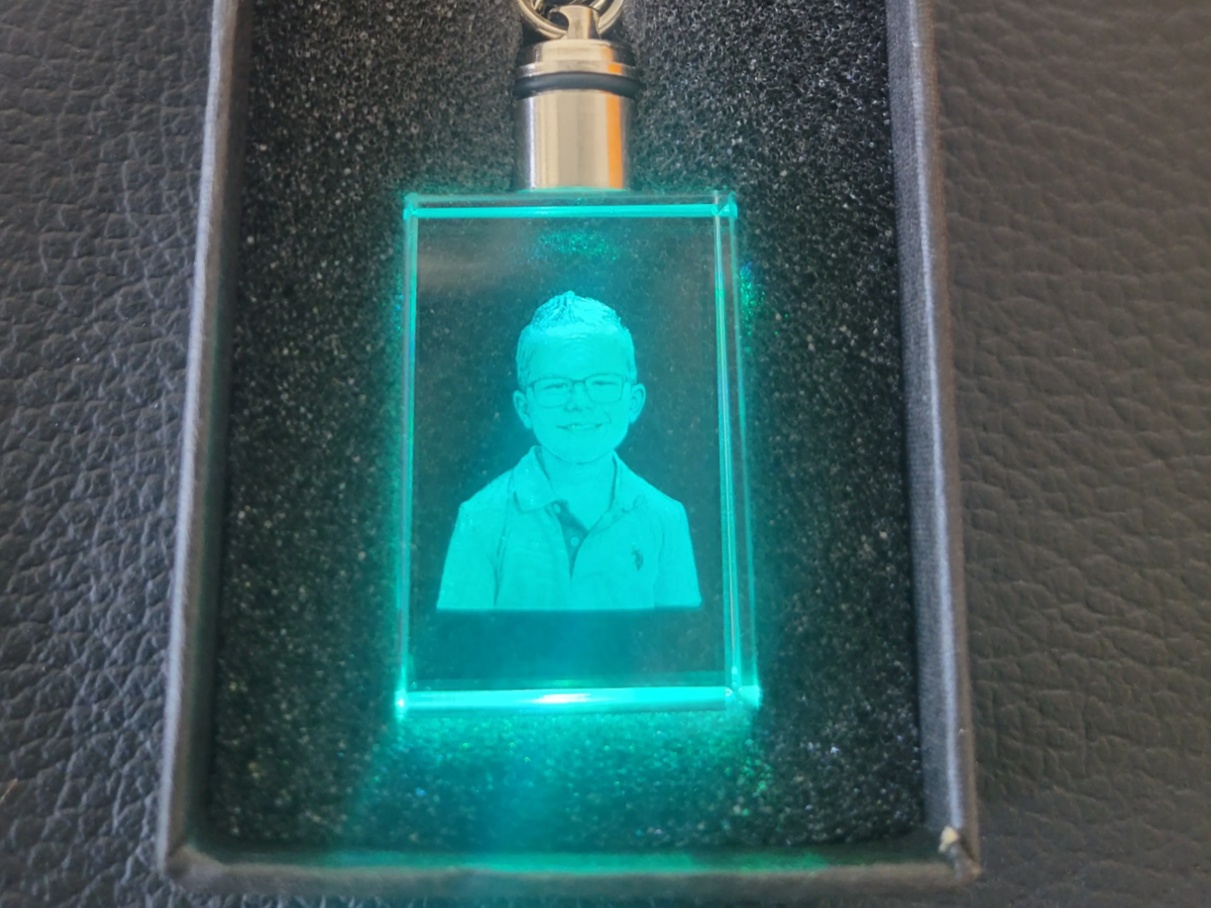 Lighted Crystal Keychain with Portrait