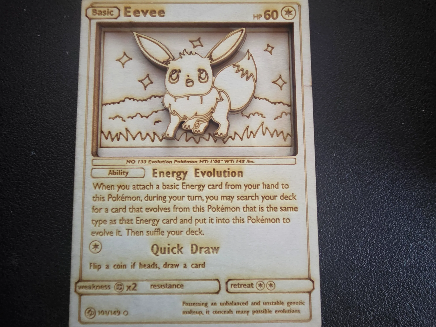 Eevee Wooden Pokémon Card
