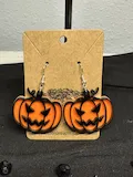 [Laser cut and engrave] Jack-o'-lantern pumpkin dangle earrings for Halloween
