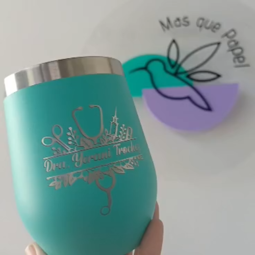 [Laser cut and engrave] Vaso térmico con diseño médico personalizado