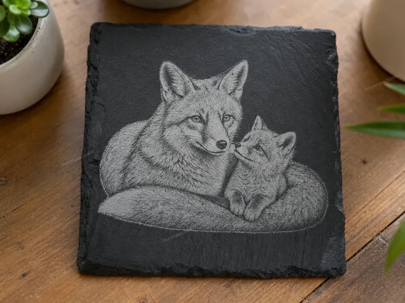 Dessous de verre en ardoise Renard