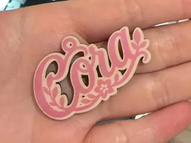 Cora Name Tag with Floral Accents
