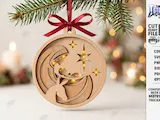 [Laser cut and engrave] Illuminated Wooden Christmas Ornament with Layered Holiday Scenes Laser Cut Bundle