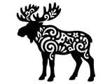 [Laser cut and engrave] Intricate Filigree Moose Wall Art Silhouette