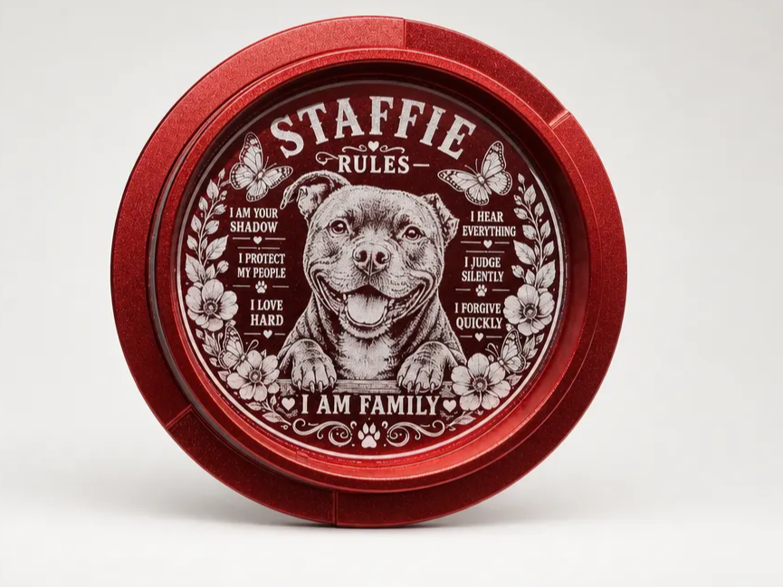 Staffie Rules Metal Tray with Staffordshire Bull Terrier Portrait