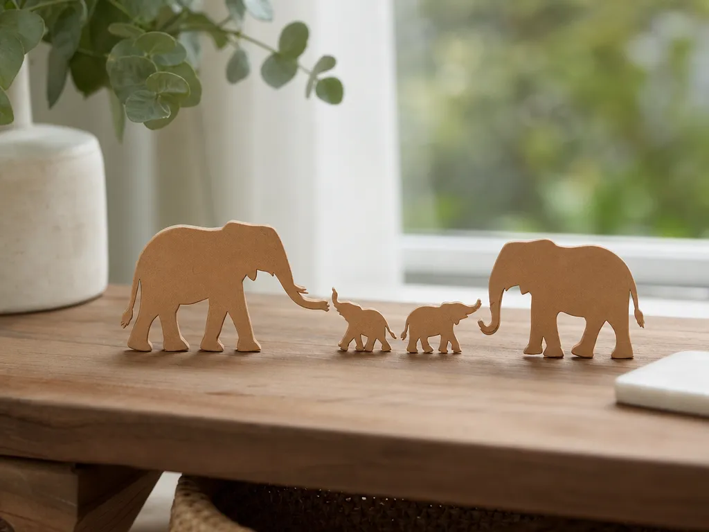 Elephant Family Figurines for Nursery or Home Shelf Display