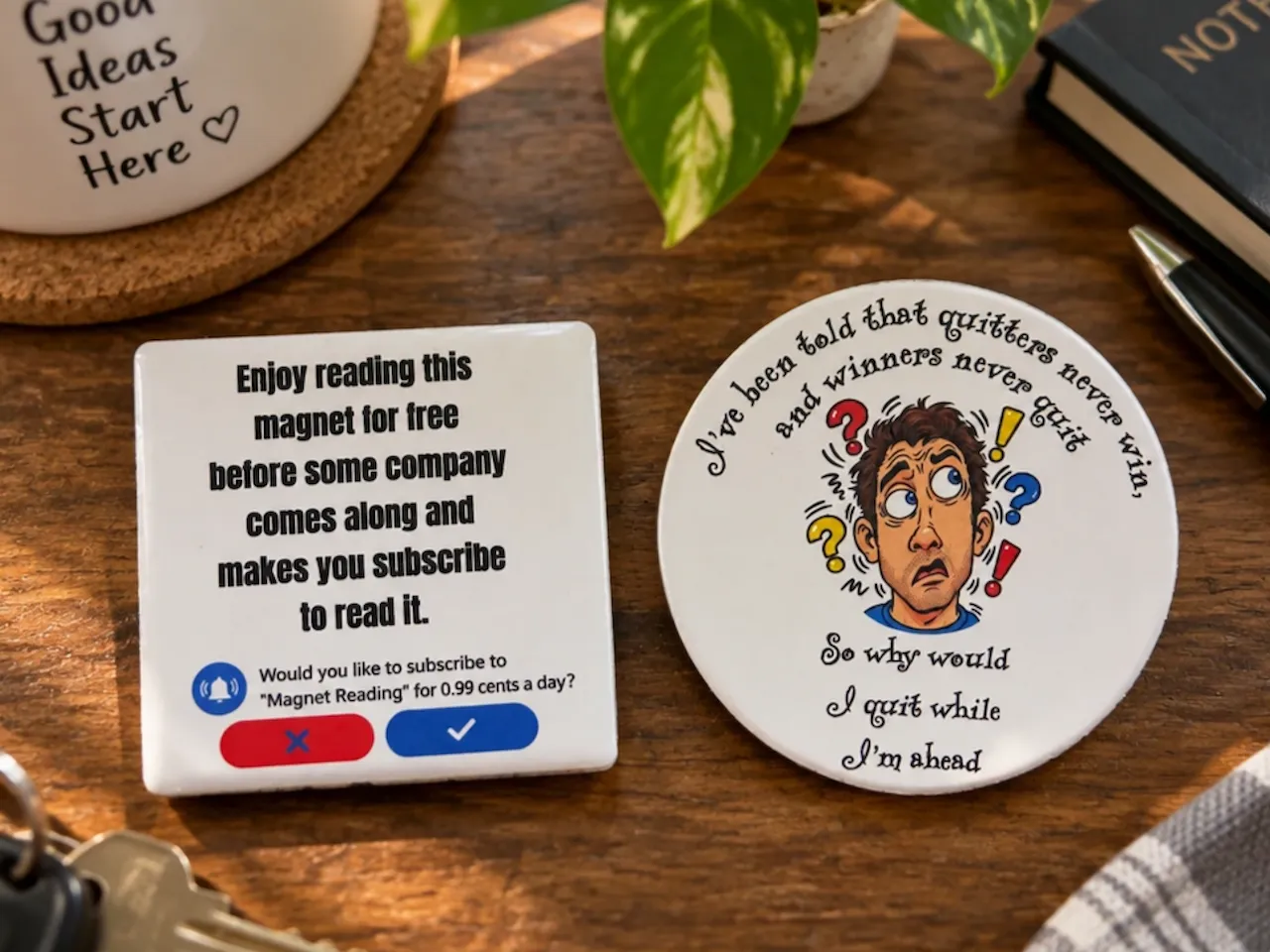 [UV printing] Funny quote refrigerator magnets with humorous text and cartoon illustration