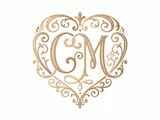 [Laser cut and engrave] Romantic Wedding Monogram Bundle SVG PNG | Ornate Heart Letter Monograms CA-CZ | Elegant Bridal Initial Logo Set