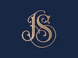 [Laser cut and engrave] Monogramme doré entrelacé avec les lettres JS sur fond texturé bordeaux