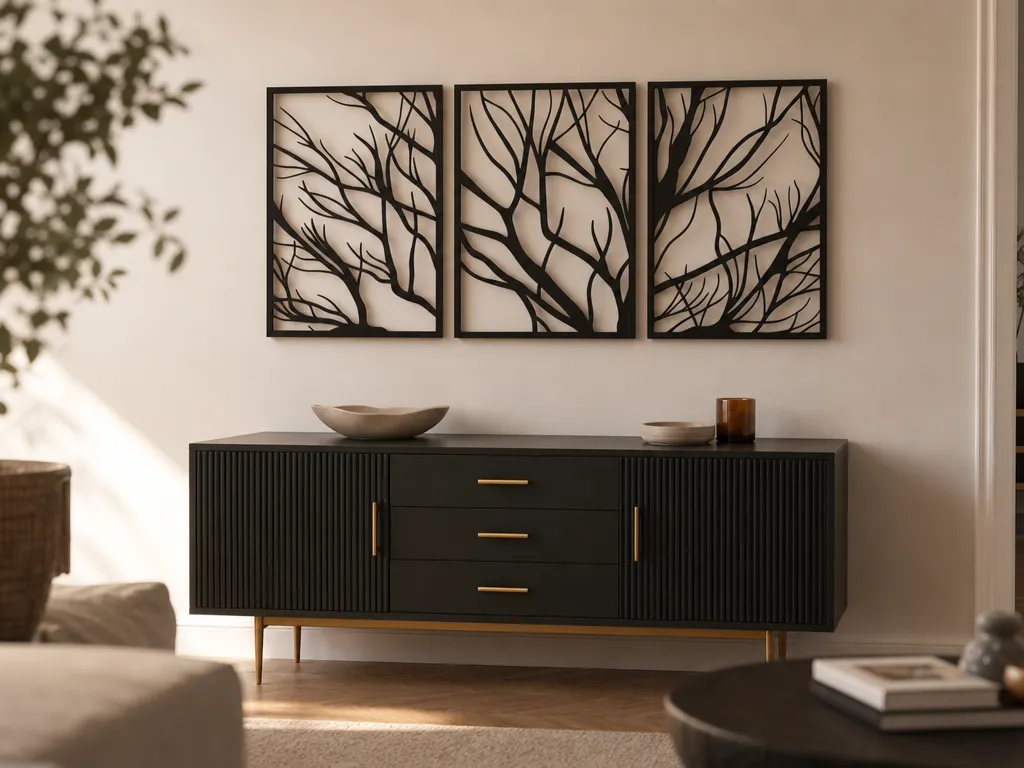 Abstract Tree Branch Wall Art SVG, Nature Panel SVG, Modern Botanical Wall Decor, Laser Cut File, Forest Branch Triptych