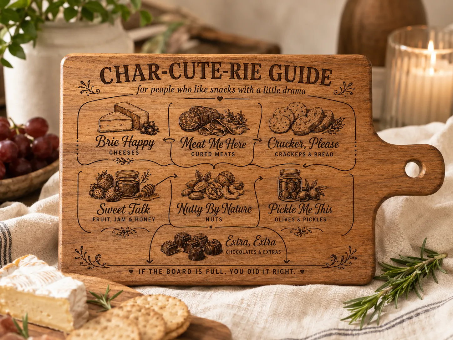 CharCuteRie Guide Wooden Serving Board for Cheese and Appetizers