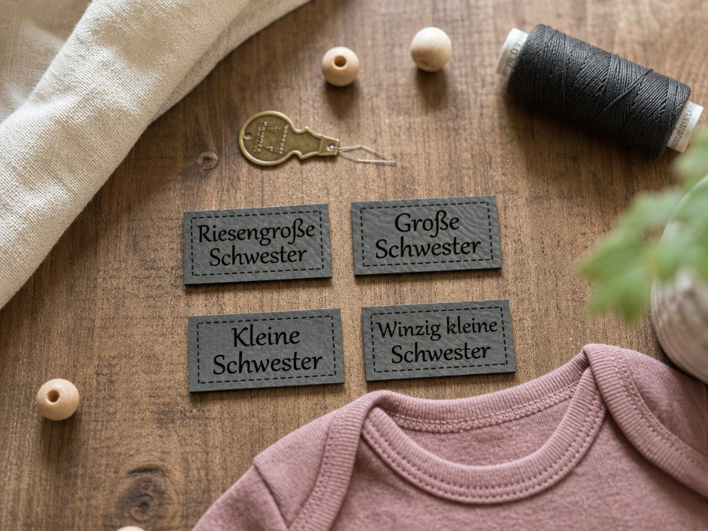 Textiletiketten mit Schwester-Aufschrift für Kleidung, Große Schwester, kleine Schwester