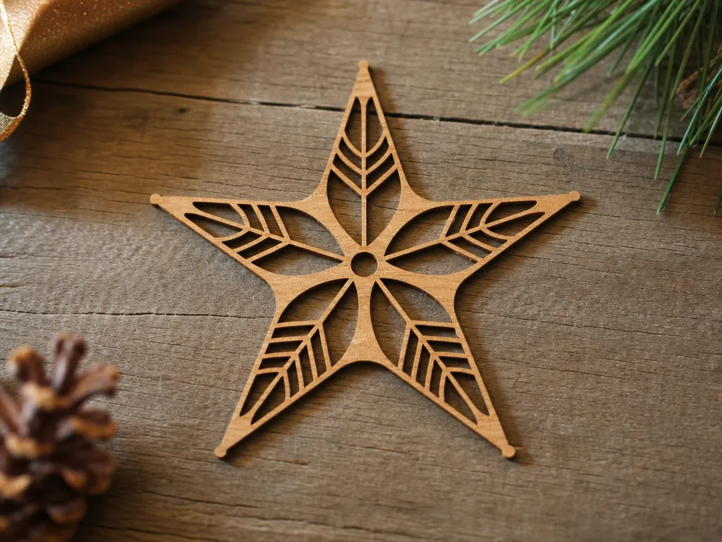 Leaf Pattern Star Christmas Ornament