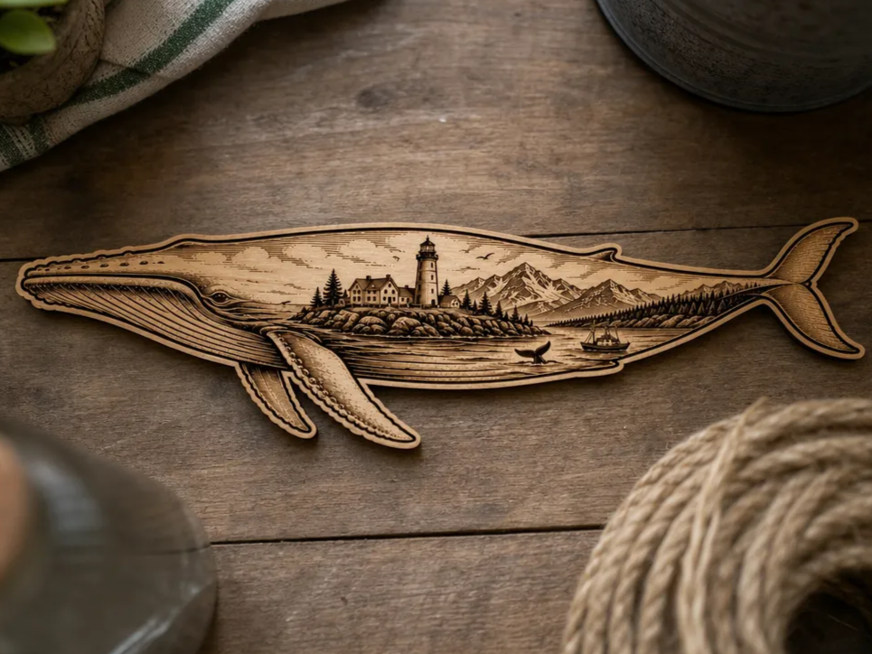 Whale Scenic Cut and Engrave
