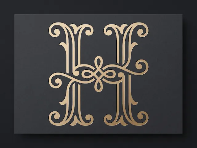 H Elegant Wedding Monogram – Romantic Bridal Initial for Laser Cut Signs, Cake Toppers, Invitations, Engraving & Cricut